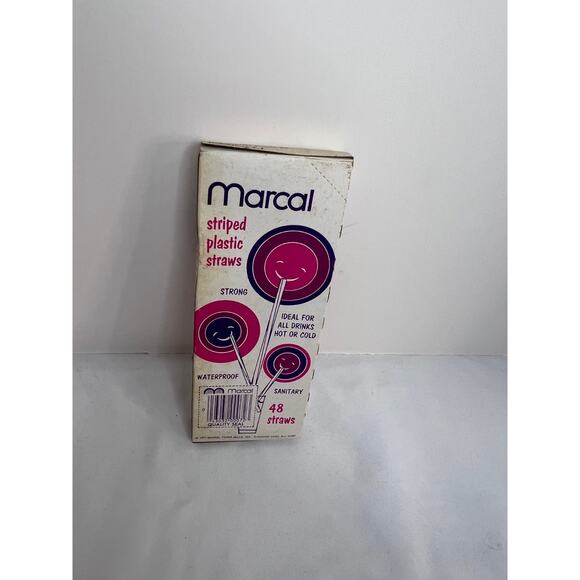 Vintage Marcal 1977 Striped Plastic Straws 48 Count NIP - Picture 5 of 7